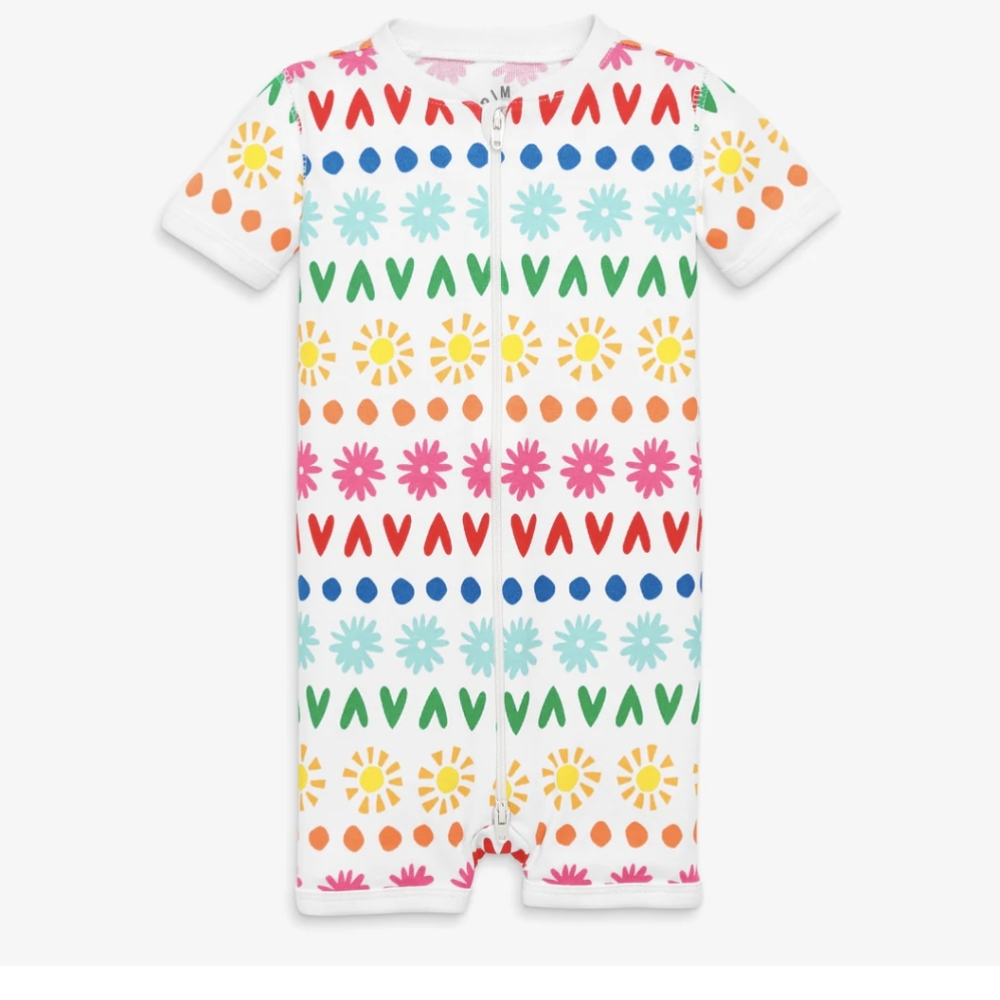 Primary Organic short sleeve zip romper 12-18m (runs small)
